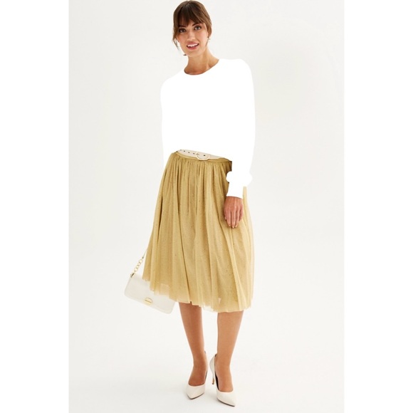 NWT Draper James Tulle Midi Skirt Gold Sparkle Size XXL - Picture 4 of 5